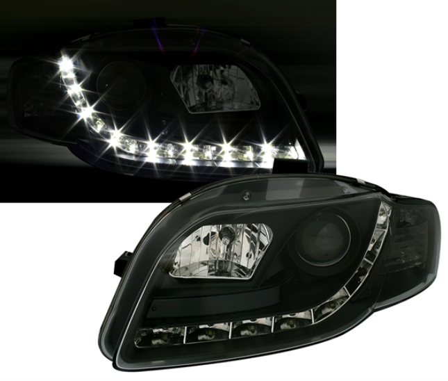 Phares à LED pour Audi A4 B7 2004 - 2007 Fond noir