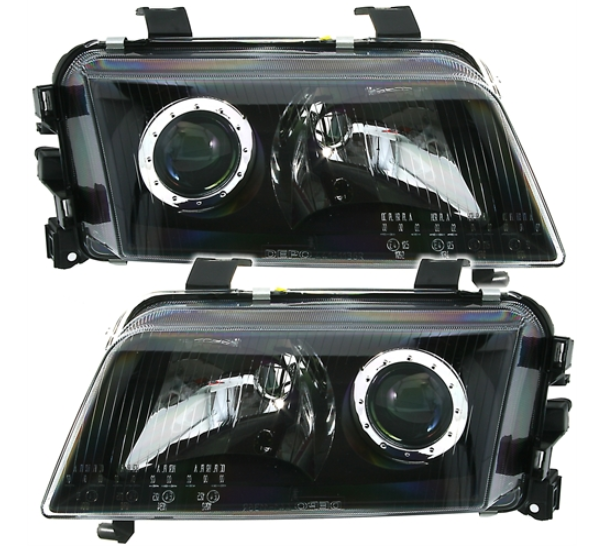 Phares Angel Eyes pour Audi A4 B5 1994 - 1999 noir