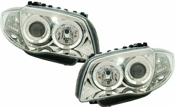 Paire de phares Angel Eyes avant pour BMW Série 1 E81 E82 E87 E88 à partir de 2004
