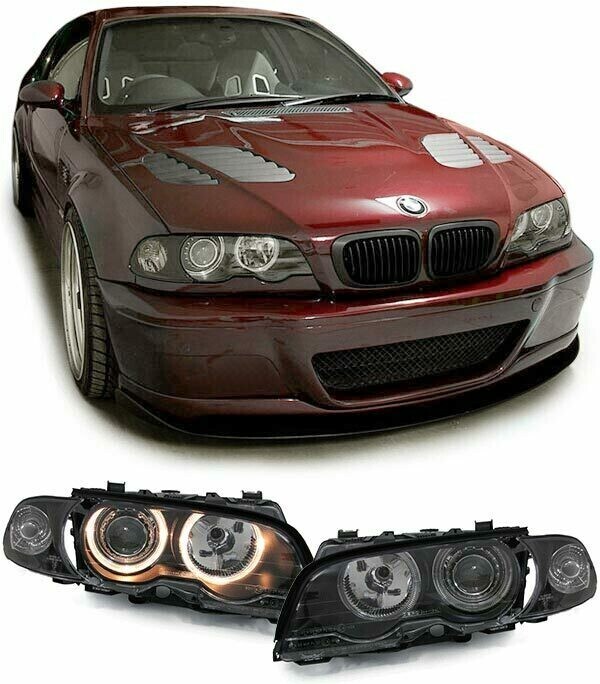 Paire de Phares / Feux Angel Eyes avant avec clignotants pour BMW Série 3 E46 Coupé / Cabriolet 1999 - 2003