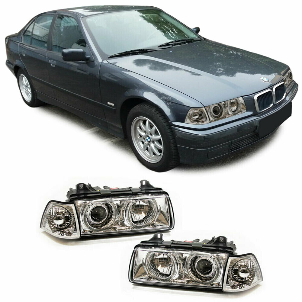 Paire de phares Angel Eyes avant avec clignotants pour BMW Série 3 E36