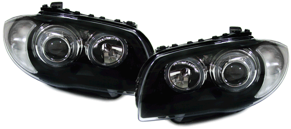 Paire de phares Angel Eyes avant pour BMW Série 1 E81 E82 E87 E88 à partir de 2004