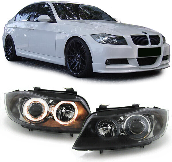 Paire de phares Angel Eyes avant pour BMW Série 3 E90 E91 2005 - 2008