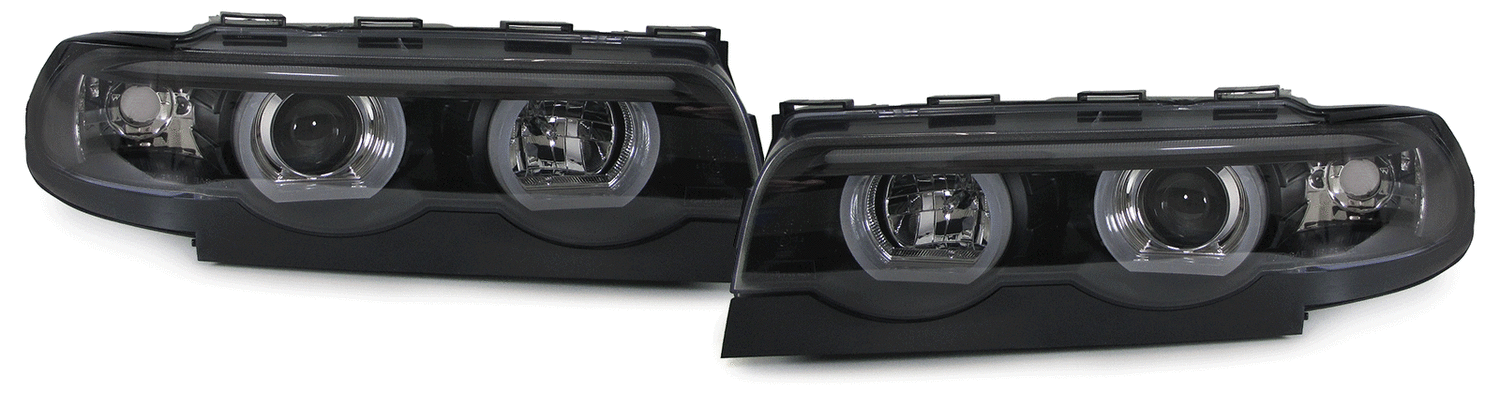 Paire de phares LED Angel Eyes avant pour BMW Série 7 E38 1994 - 2001