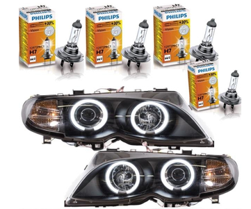 Paire de phares Angel Eyes look Pack M Performance pour BMW E46 2001 - 2005