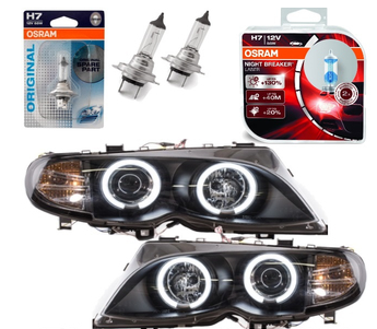 Paire de phares Angel Eyes look Pack M Performance pour BMW E46 2001 - 2005