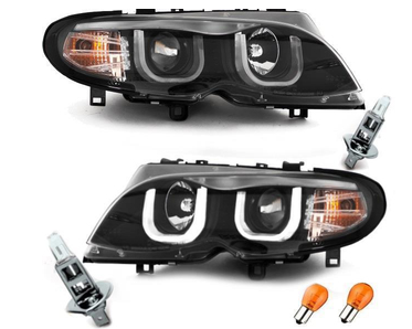 Paire de phares Angel Eyes look Pack M Performance pour BMW E46 2001 - 2005