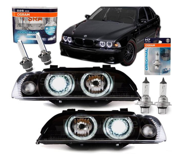 Paire de phares Angel Eyes look Pack M Performance + ampoules Osram pour BMW E39 1995 - 2000