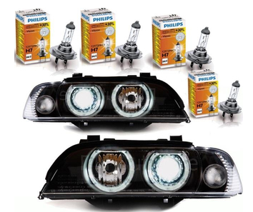 Paire de phares Angel Eyes look Pack M Performance + ampoules Philips pour BMW E39 1995 - 2000