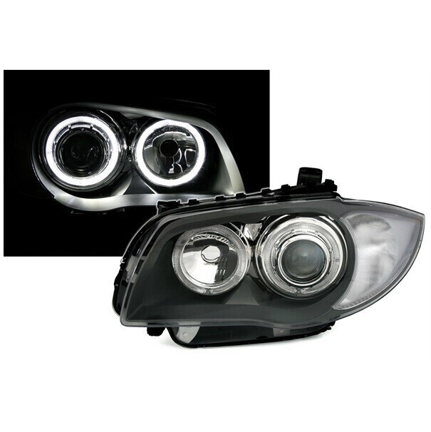 Paire de phares avant Angel Eyes pour BMW Série 1 E81 E82 E87 E88 2004 - 2012