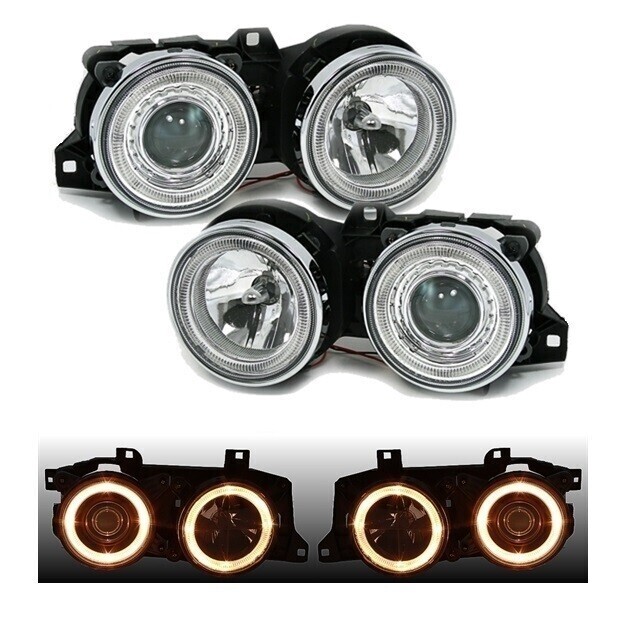Paire de phares avant Angel Eyes pour BMW Série 3 E30 1982 - 1994