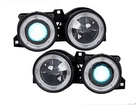 Paire de phares avant Angel Eyes au xenon pour BMW Série 3 E30 1982 - 1994