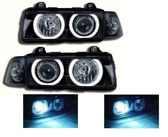 Paire de phares avant Angel Eyes au xenon pour BMW Série 3 E36 1990 - 1998