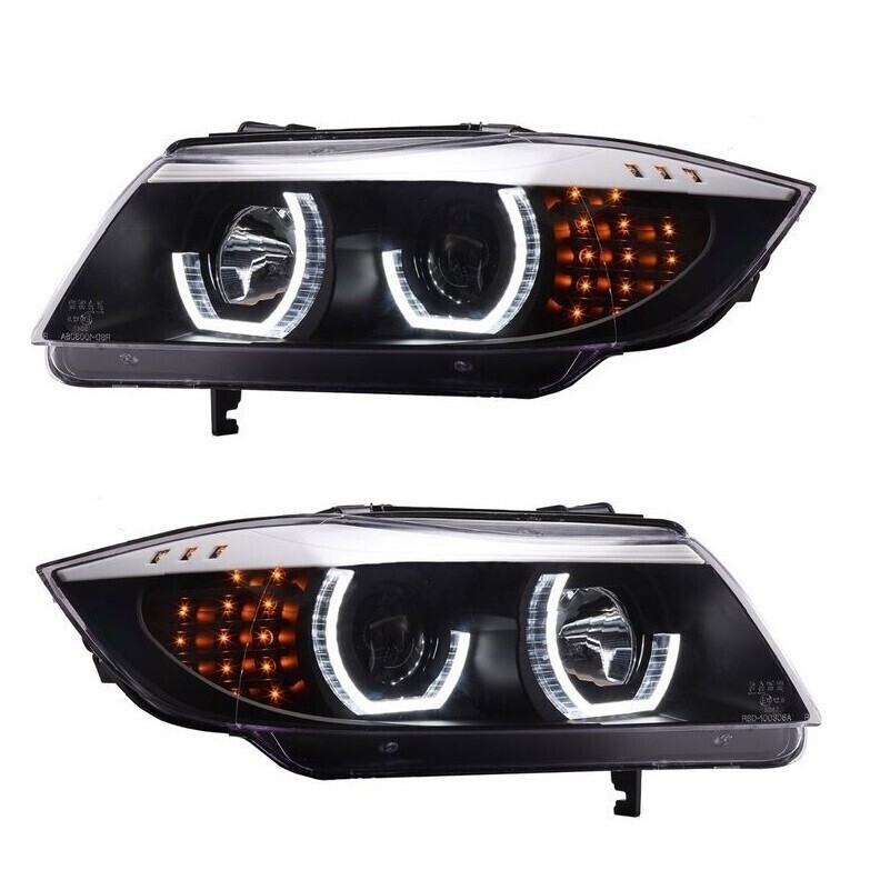 Paire de phares avant Angel Eyes pour BMW Série 3 E90 E91 2008 - 2011