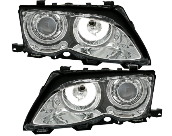 Paire de phares avant Angel Eyes pour BMW Série 3 E46 2001 - 2005