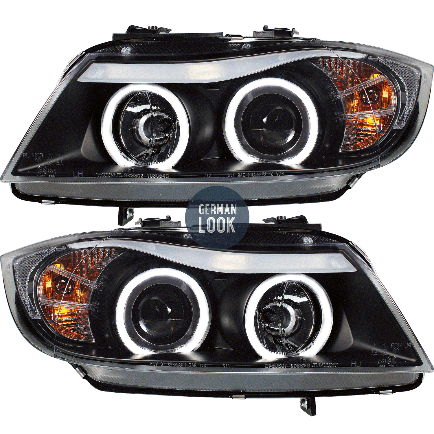 Paire de phares avant Angel Eyes blanc pour BMW Série 3 E90 E91 2004 - 2008