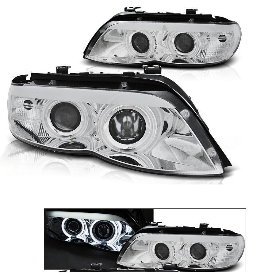 Paire de phares avant Angel Eyes pour BMW X5 E53 2003 - 2006