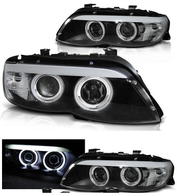 Paire de phares avant Angel Eyes pour BMW X5 E53 2003 - 2006
