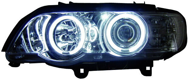 Paire de phares avant Angel Eyes au xenon pour BMW X5 E53 2000 - 2003