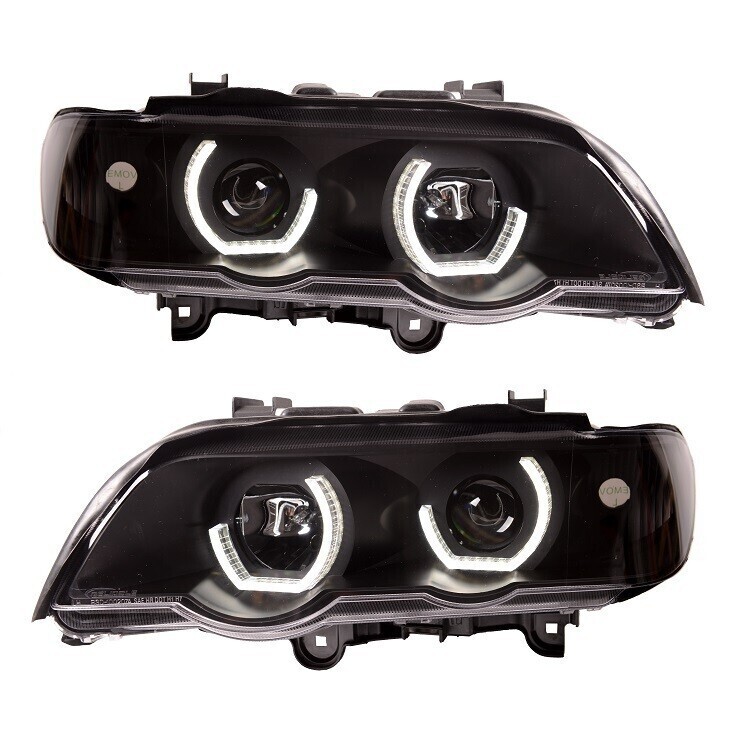 Paire de phares avant Angel Eyes pour BMW X5 E53 2000 - 2003