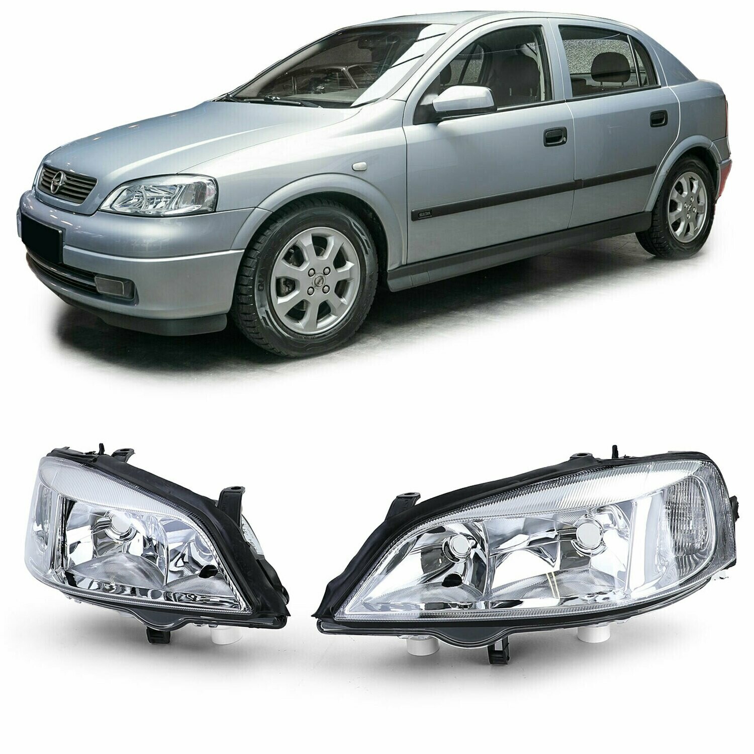 Paire de phares avant pour Opel Astra G 1998 - 2004