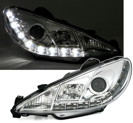 Paire de phares Devil Eyes avant à LED pour Peugeot 206 1998 - 2006