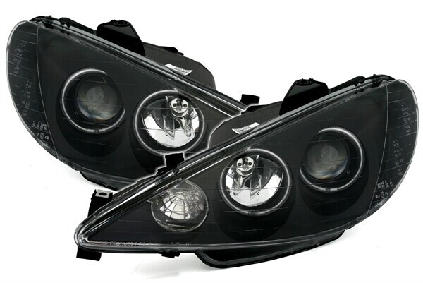 Paire de phares Angel Eyes avant pour Peugeot 206 2003 - 2009