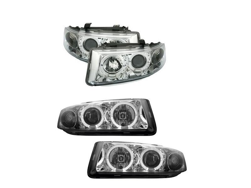 Paire de phares Angel Eyes avant à LED pour Seat Leon 1 1999 - 2005 + Toledo 1M 1999 - 2004