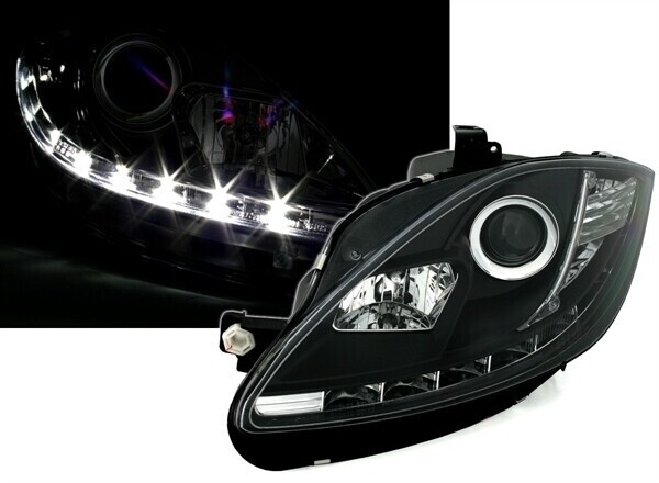 Paire de phares Devil Eyes avant à LED pour Seat Leon 2 2004 - 2009