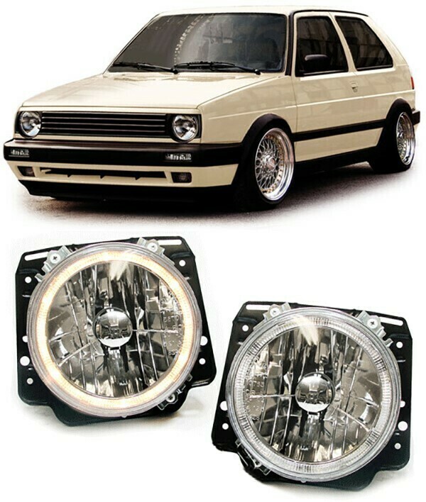 Paire de phares Angel Eyes avant pour Volkswagen Golf 2 1983 - 1991