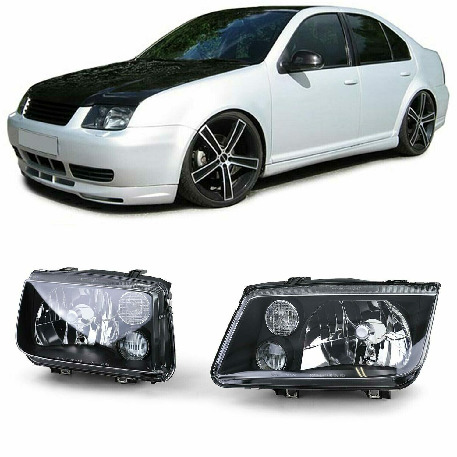 Paire de phares avant pour Volkswagen Bora 1998 - 2005