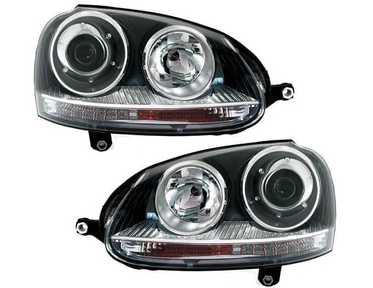 Paire de phares avant pour Volkswagen Golf 5 + Jetta + ampoules