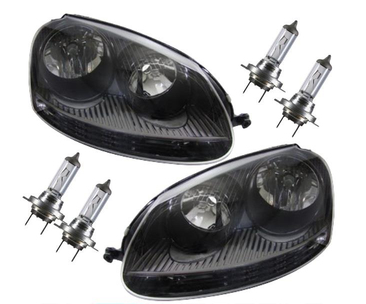 Paire de phares avant pour Volkswagen Golf 5 + Jetta + ampoules