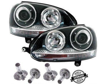 Paire de phares avant pour Volkswagen Golf 5 + Jetta + ampoules