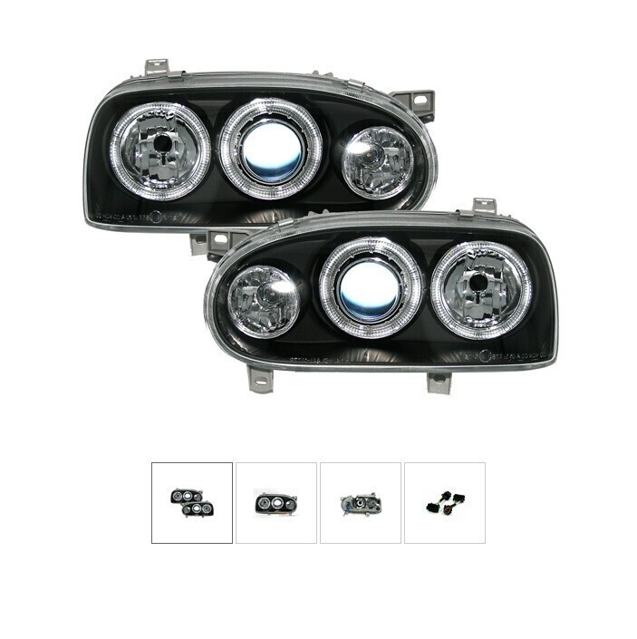 Paire de phares Angel Eyes avant pour Volkswagen Golf 3