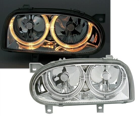 Paire de phares Angel Eyes avant à LED pour Volkswagen Golf 3