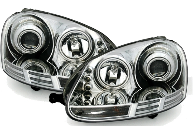 Phares Angel Eyes pour Volkswagen Golf 5 + Jetta 2003 - 2008