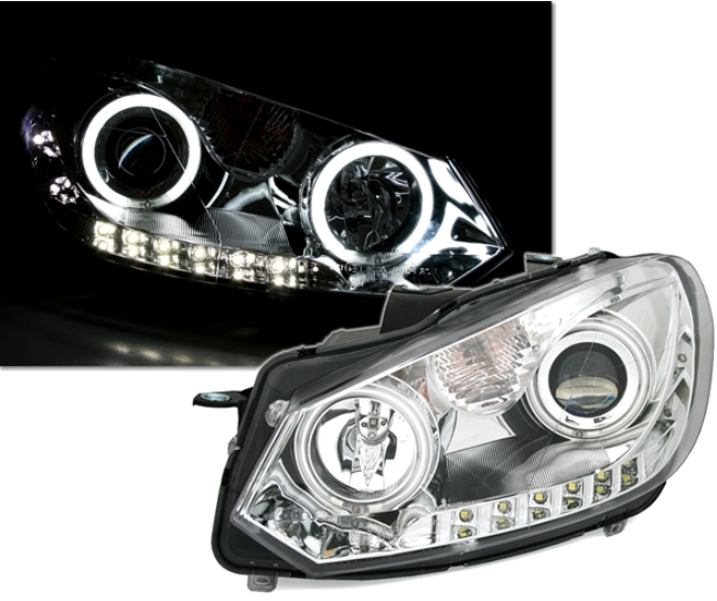 Phares Angel Eyes pour Volkswagen Golf 6 2008 - 2012