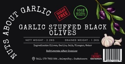 1.2kg Garlic Stuffed Black Olives