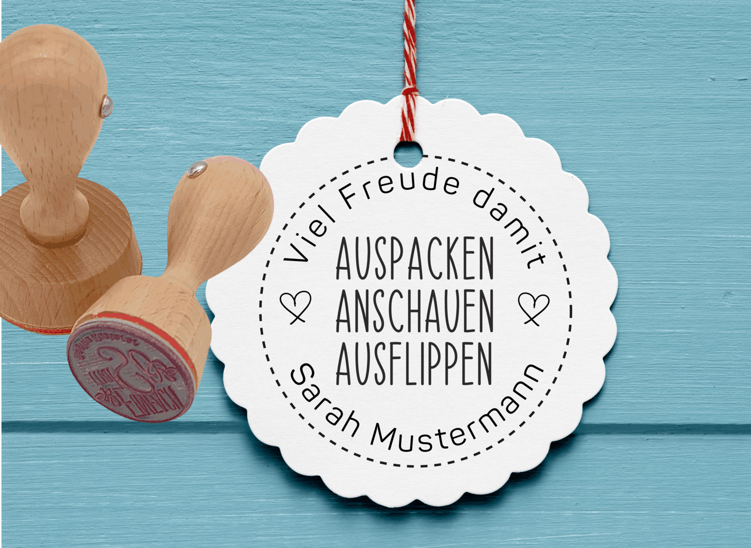 Personalisierter Stempel Auspacken Anschauen Ausflippen Ø 30/40mm