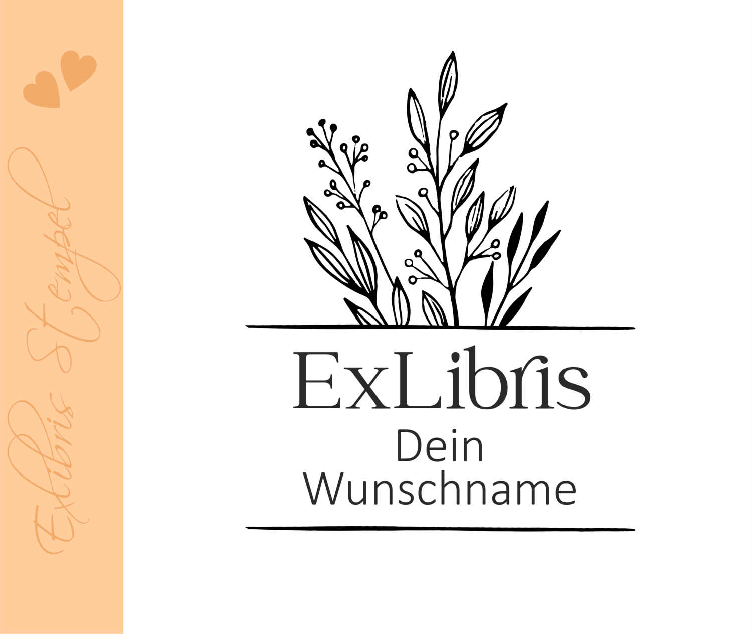 Exlibris Stempel - Exlibris - Motiv Floral- Pflanzenmotiv exl-10448