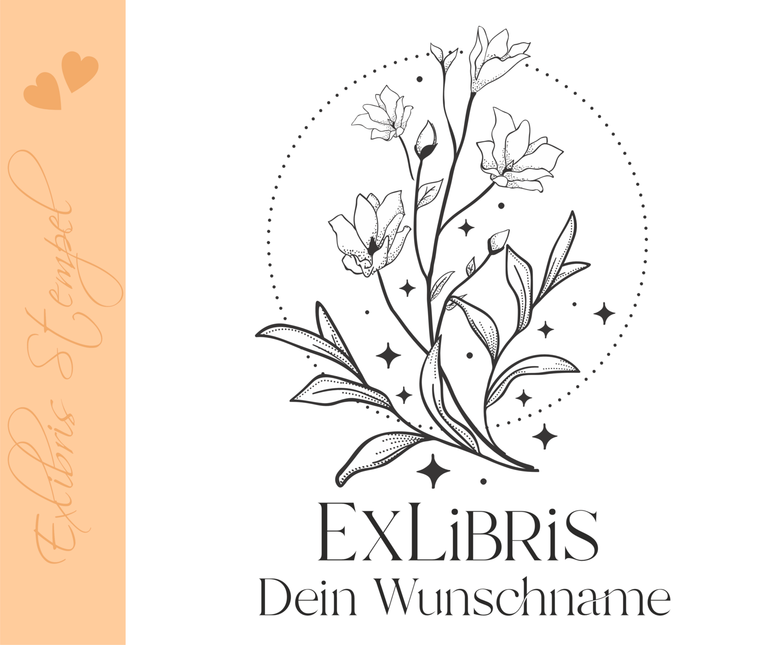 Exlibris Stempel - Exlibris - Motiv Floral- Pflanzenmotivexl-10449