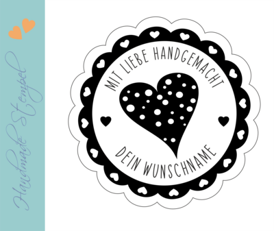 Personalisierter Stempel mit Text: Mit Liebe handgemacht Stempel No.HO-100002 Personalisierter Stempel mit Text: Mit Liebe handgemacht Stempel No.HO-100002