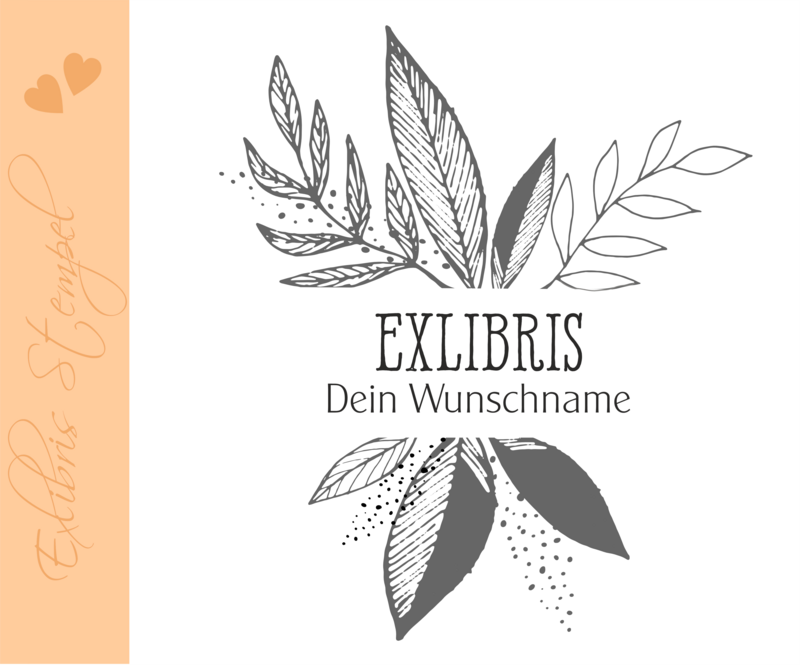 Exlibris Stempel - Exlibris - Motiv Floral- Pflanzenmotiv