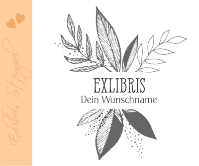Exlibris Stempel  - Exlibris - Motiv Floral-  Pflanzenmotiv