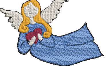 Folk Art Angel Heart machine embroidery