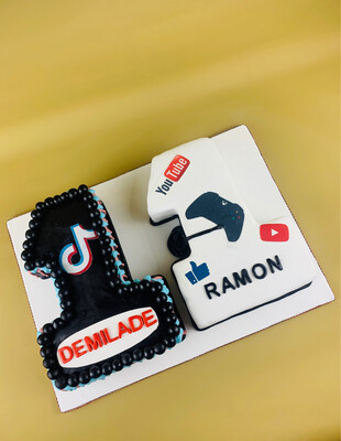 SOCIAL MEDIA DOUBLE DIGIT THEMED CAKE