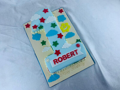CLOUDS AND STARS SINGLE DIGIT THEMED CAKE