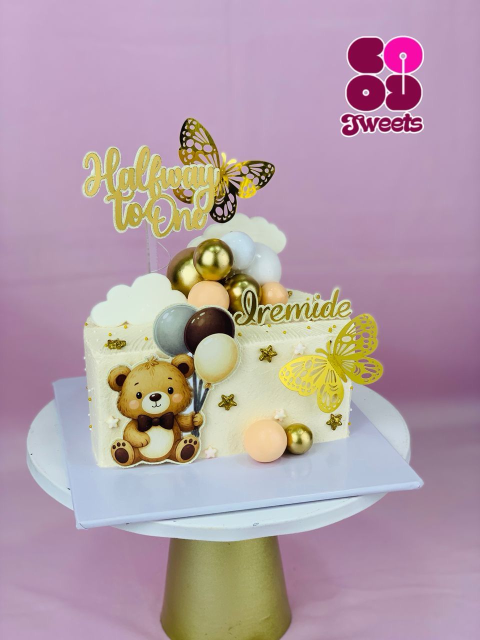 Custom Halfway To One Cake