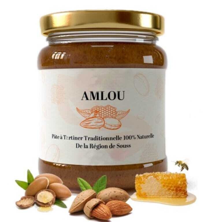 AMLOU aul&#39;huile d&#39;Argan et amandes et miel naturel